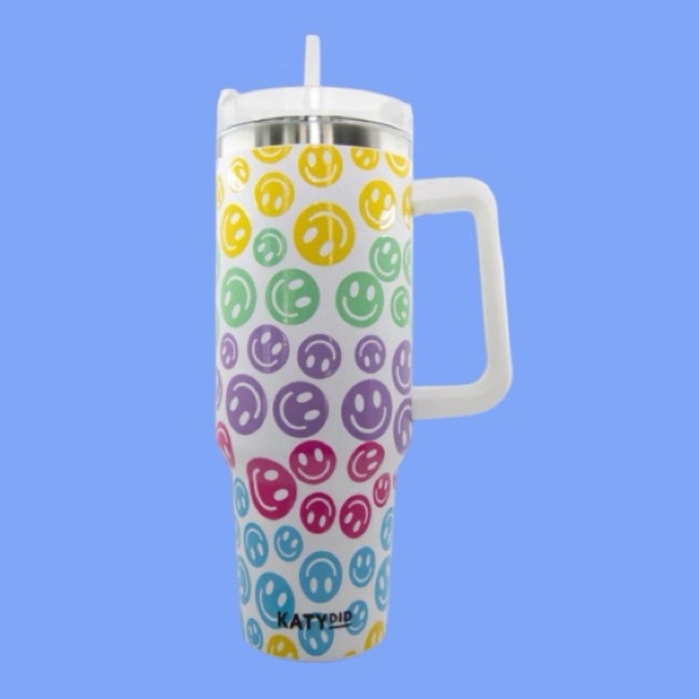 NWT Katydid Pastel Happy Face Stainless Steel Tumbler